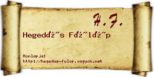 Hegedűs Fülöp névjegykártya